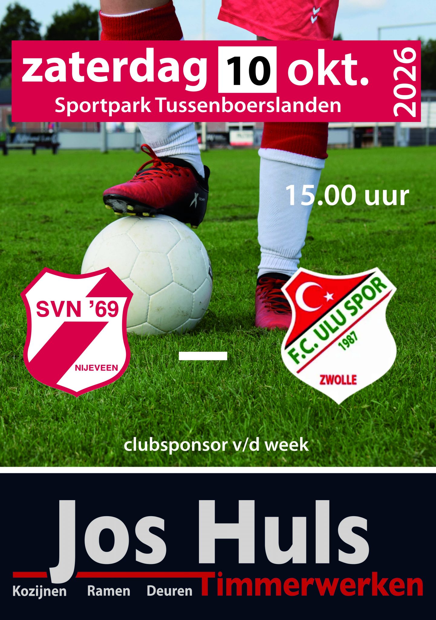 Zaterdag 10 oktober SVN'69 - F.C. Ulu spor aanvang 15:00